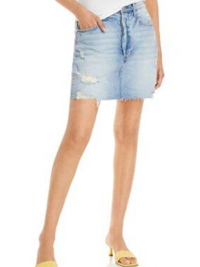 Aqua Denim Distressed Mini Skirt Size 26